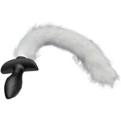 Kinky Puppy Plug vibrant avec Queue blanche Tail Curve 9 x 3.7cm Queue 30cm